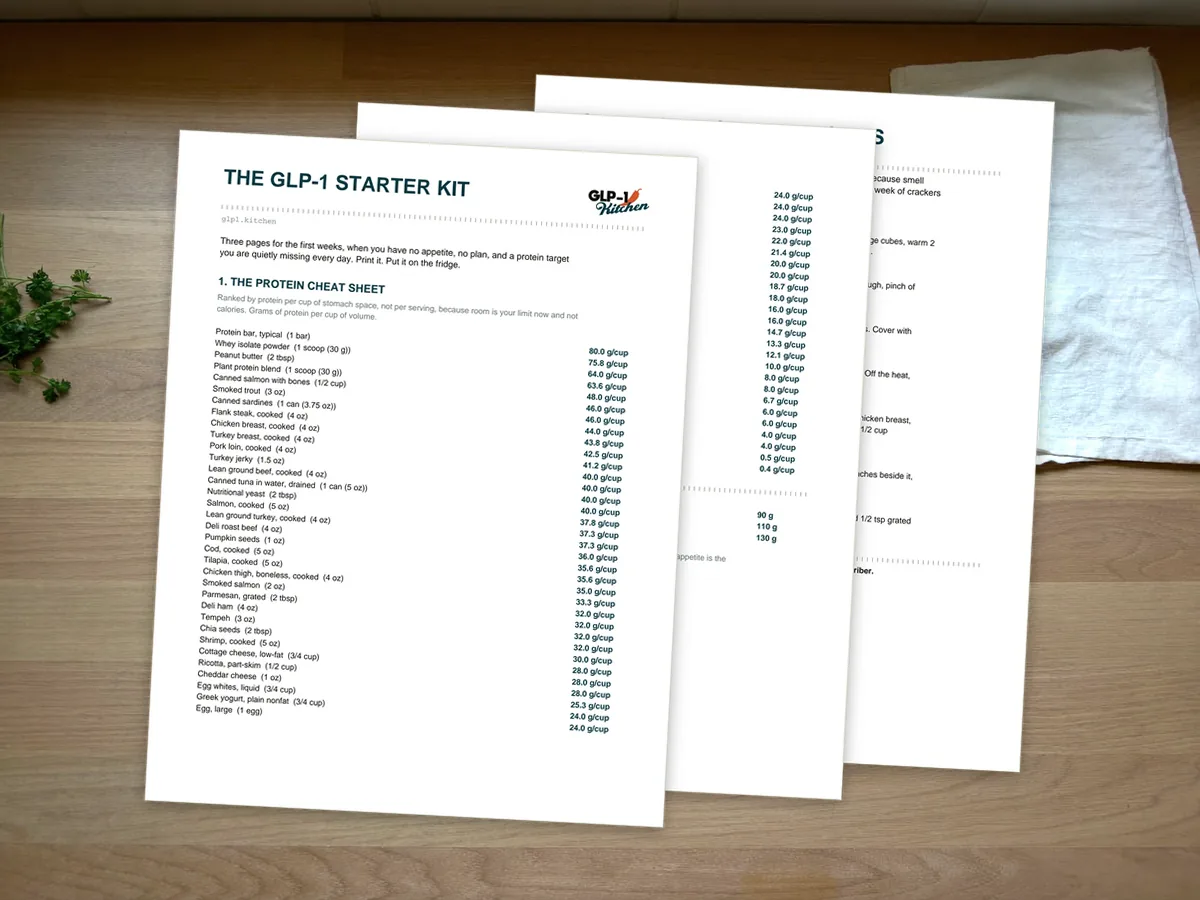 The GLP-1 Starter Kit PDF, shown as printed pages.